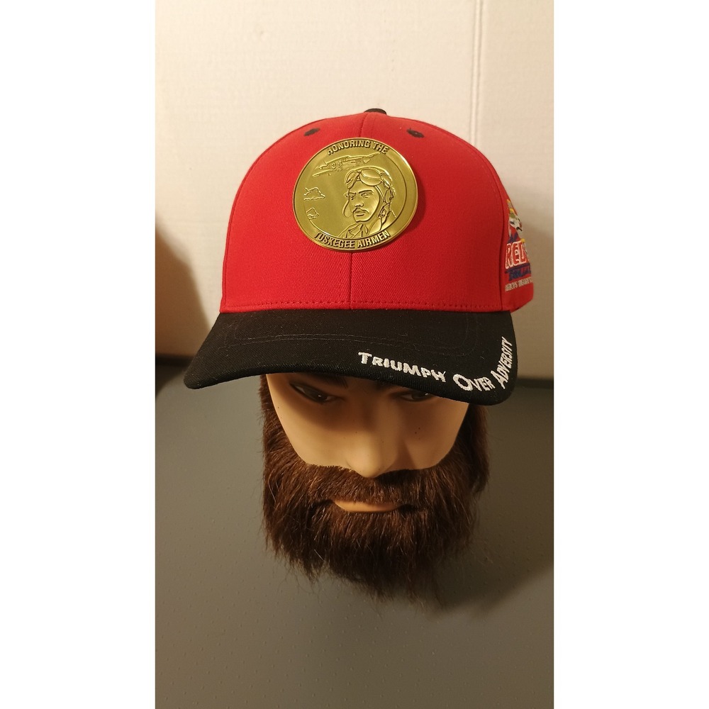 CAF Red Tail Squadron Hat Mens OSFM Red Excellent Tuskegee Airmen Medallion Cap